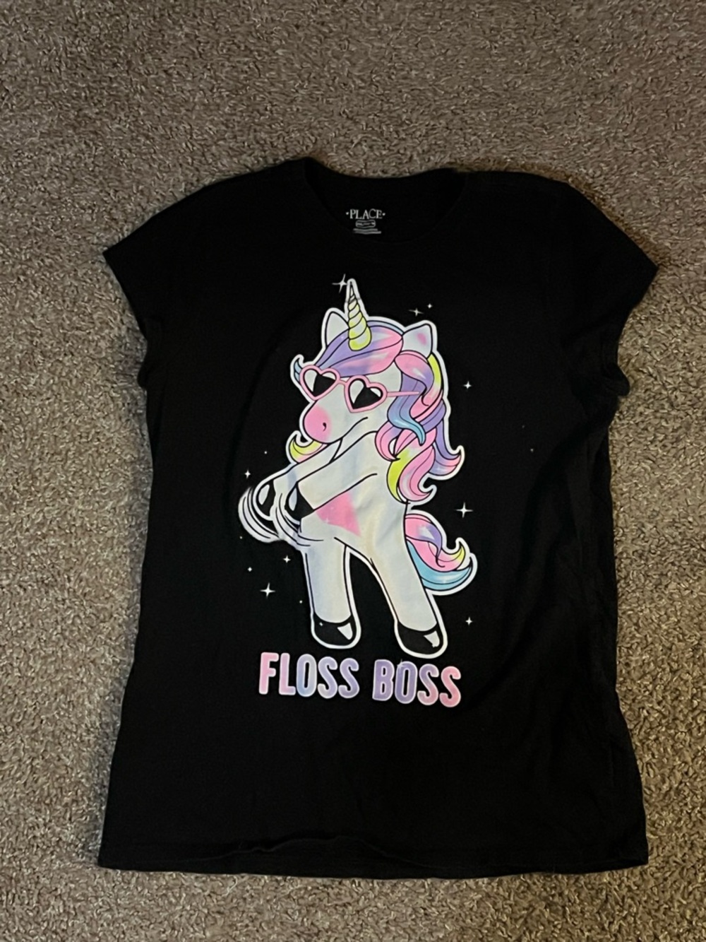 The Children's Place Black Unicorn "Floss Boss" Graphic Tee - Picture 2 of 2